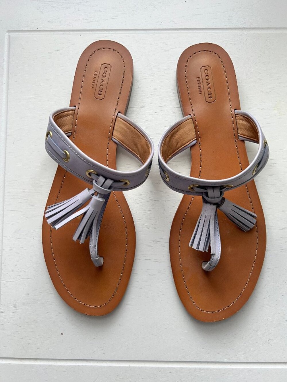 Coach Sheena Thong Tassel Sandals Size 11 Lilac
